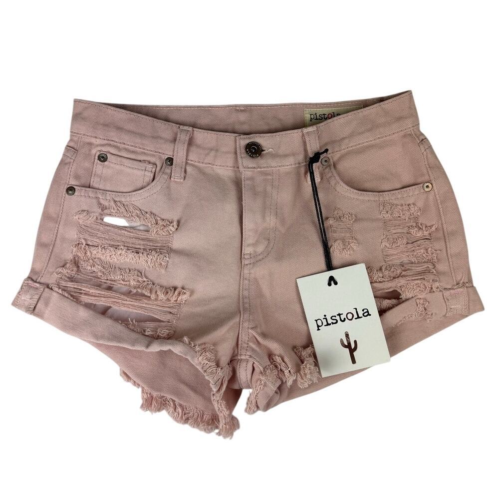 Pistola Distressed High-Waist Jean Shorts - Rose Quartz Pink size 25